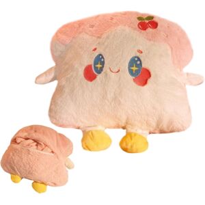Unbranded (2-in-1) Bread Plush, Smiling Face Food with Cherry Decor, Comfortable Travel Pi Unbranded (2-in-1) Bread Plush, Smiling Face Food with Cherry Decor, Comfortable Travel Pi