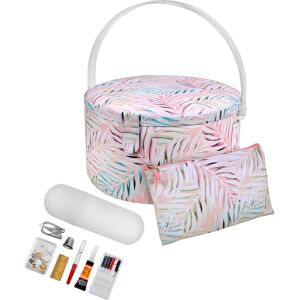 SINGER Premium Round Large Sewing Basket with Matching Zipper Pouch and Emergenc SINGER Premium Round Large Sewing Basket with Matching Zipper Pouch and Emergenc