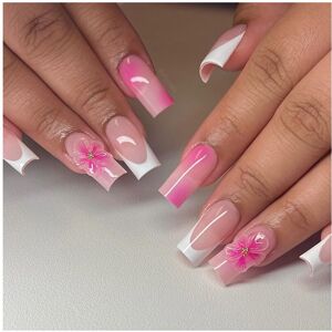Unbranded Trendy Charming And French Press On Nails With 3d Floral Elements Women Stylish Unbranded Trendy Charming And French Press On Nails With 3d Floral Elements Women Stylish