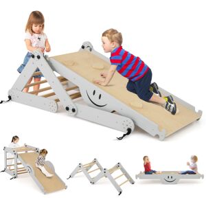 Casart Montessori Climbing Set Wooden Climber Toys w/Reversible Ramp Grey Casart Montessori Climbing Set Wooden Climber Toys w/Reversible Ramp Grey