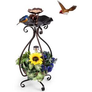 Costway 79cm Solar Outdoor Bird Bath Vintage Pedestal Bird Feeder-Antique Bronze Costway 79cm Solar Outdoor Bird Bath Vintage Pedestal Bird Feeder-Antique Bronze