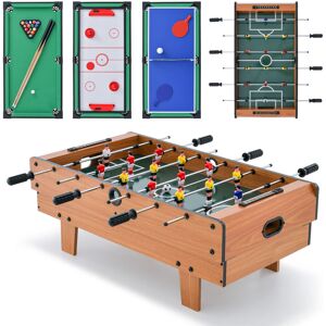 Costway 4 in 1 Combo Game Table Set Foosball Table w/ Billiards-Natural Costway 4 in 1 Combo Game Table Set Foosball Table w/ Billiards-Natural