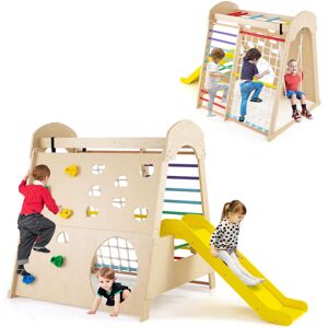 Costway 8-in-1 Indoor Jungle Gym Wooden Playground with Climbing Wall-colorful Costway 8-in-1 Indoor Jungle Gym Wooden Playground with Climbing Wall-colorful