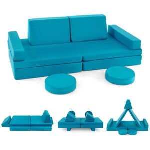 Costway 8-Piece Kids Play Couch Sofa Modular Convertible Foam Playset Children Building Costway 8-Piece Kids Play Couch Sofa Modular Convertible Foam Playset Children Building