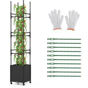Costway 219 cm Rolling Tomato Cage Vertical Planter w/ Trellis Self-Watering Planter Box Costway 219 cm Rolling Tomato Cage Vertical Planter w/ Trellis Self-Watering Planter Box