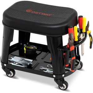 Costway Garage Rolling Stool Mechanic Automotive Creeper Seat w/ Storage-Black Costway Garage Rolling Stool Mechanic Automotive Creeper Seat w/ Storage-Black