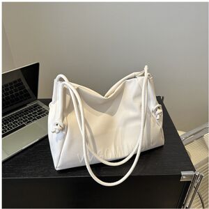 Unbranded (White) Pu Mediumsized Soft Leather Tote Bag With Dual Shoulder Straps Everyday Unbranded (White) Pu Mediumsized Soft Leather Tote Bag With Dual Shoulder Straps Everyday