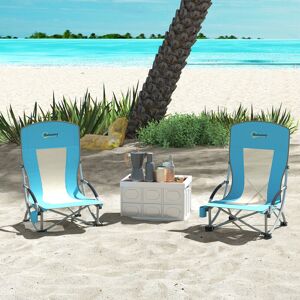 Outsunny Set of 2 Folding Beach Chair, Camping Chair with Carry Bag, Blue Outsunny Set of 2 Folding Beach Chair, Camping Chair with Carry Bag, Blue