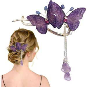 Unbranded (Purple) Butterflies Hair Claw, Elegant Hairpin & Clip For Women, Rhinestone Tas Unbranded (Purple) Butterflies Hair Claw, Elegant Hairpin & Clip For Women, Rhinestone Tas