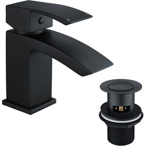 NES Home Tesa Bathroom Basin Mono Mixer Tap & Basin Waste Matte Black NES Home Tesa Bathroom Basin Mono Mixer Tap & Basin Waste Matte Black