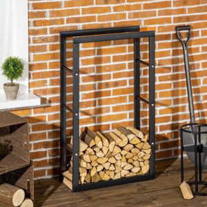 HOMCOM 100cm Metal Firewood Log Holder Rack Elevated Design, Base Side Rails HOMCOM 100cm Metal Firewood Log Holder Rack Elevated Design, Base Side Rails