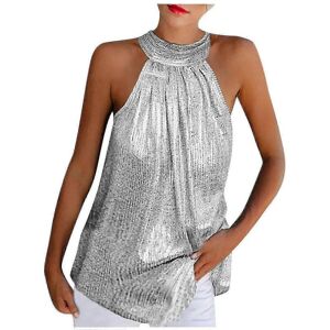 Unbranded (L, Silver) New Women's Sequined Halter Top Unbranded (L, Silver) New Women's Sequined Halter Top
