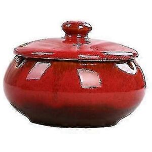 Unbranded (red) Ceramic Ashtray With Windproof Lid For Indoor Outdoor Unbranded (red) Ceramic Ashtray With Windproof Lid For Indoor Outdoor