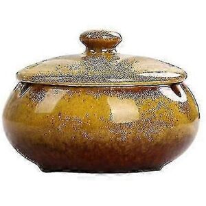 Unbranded (yellow) Ceramic Ashtray With Windproof Lid For Indoor Outdoor Unbranded (yellow) Ceramic Ashtray With Windproof Lid For Indoor Outdoor