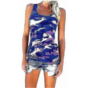Unbranded (2XL, Blue) Women Camouflage Tank Tops Sleeveless T-shirt Sport Vest Tops Unbranded (2XL, Blue) Women Camouflage Tank Tops Sleeveless T-shirt Sport Vest Tops