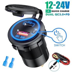 Unbranded (Without Wire, green) USB Type C Dual Port Car Motorcycle Boat Charger Socket QC Unbranded (Without Wire, green) USB Type C Dual Port Car Motorcycle Boat Charger Socket QC