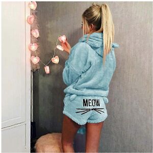 Unbranded (M, Sky Blue) Womens Winters Top Pants Set 2pcs Ladies Loungewear Fluffy Hooded Unbranded (M, Sky Blue) Womens Winters Top Pants Set 2pcs Ladies Loungewear Fluffy Hooded