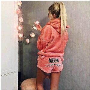 Unbranded (S, Pink) Womens Winters Top Pants Set 2pcs Ladies Loungewear Fluffy Hooded Cat Unbranded (S, Pink) Womens Winters Top Pants Set 2pcs Ladies Loungewear Fluffy Hooded Cat