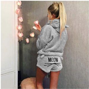 Unbranded (3XL, Grey) Womens Winters Top Pants Set 2pcs Ladies Loungewear Fluffy Hooded Ca Unbranded (3XL, Grey) Womens Winters Top Pants Set 2pcs Ladies Loungewear Fluffy Hooded Ca