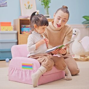 HOMCOM 2 In 1 Kids Armchair Sofa Bed Fold Out Padded Wood Frame Bedroom Pink HOMCOM 2 In 1 Kids Armchair Sofa Bed Fold Out Padded Wood Frame Bedroom Pink
