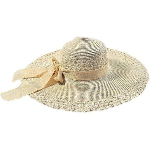 Unbranded (Beige) Women Beach Hat Wide Brim Bowknot Round Top Sun Protective Straw Hat for Unbranded (Beige) Women Beach Hat Wide Brim Bowknot Round Top Sun Protective Straw Hat for