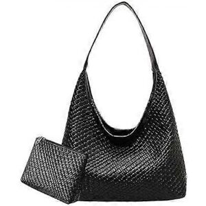 Unbranded (B01-black) Faux Leather Tote Bag for Women - Woven Leather Handbag, Large Hobo Unbranded (B01-black) Faux Leather Tote Bag for Women - Woven Leather Handbag, Large Hobo