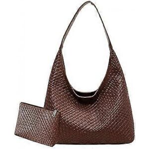 Unbranded (B01-coffee) Faux Leather Tote Bag for Women - Woven Leather Handbag, Large Hobo Unbranded (B01-coffee) Faux Leather Tote Bag for Women - Woven Leather Handbag, Large Hobo