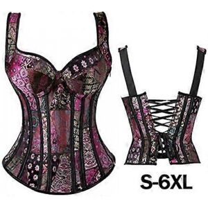 Unbranded (4XL, MULTI) Sexy Steampunk Zipper Corset Plus Size S-6XL, Embroidered Lace-up B Unbranded (4XL, MULTI) Sexy Steampunk Zipper Corset Plus Size S-6XL, Embroidered Lace-up B