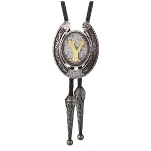 Unbranded (Style Y) Faux Leather Rope Bolo Tie Necktie Adjustable Necklace with Metal Init Unbranded (Style Y) Faux Leather Rope Bolo Tie Necktie Adjustable Necklace with Metal Init