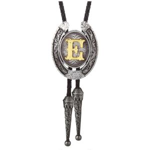 Unbranded (Style E) Faux Leather Rope Bolo Tie Necktie Adjustable Necklace with Metal Init Unbranded (Style E) Faux Leather Rope Bolo Tie Necktie Adjustable Necklace with Metal Init