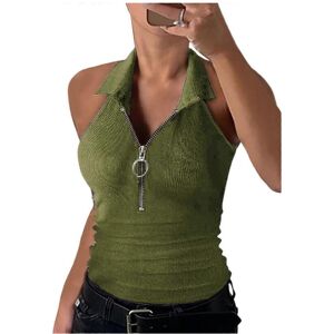 Unbranded (XL, Green) Women Summer Casual Slim-Fit Lapel V-Neck Sleeveless Tank Top Solid Unbranded (XL, Green) Women Summer Casual Slim-Fit Lapel V-Neck Sleeveless Tank Top Solid