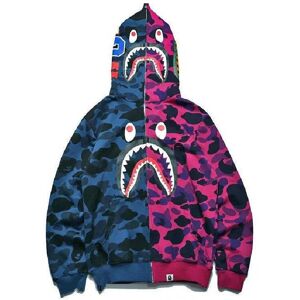 Unbranded (Blue, M) Ape Bape Bathing Jacket Shark Head Camo Full Zip Hoodie Long Sleeve Cl Unbranded (Blue, M) Ape Bape Bathing Jacket Shark Head Camo Full Zip Hoodie Long Sleeve Cl