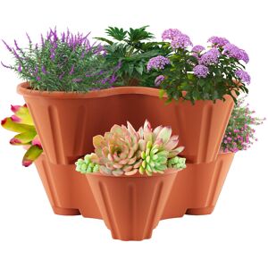 (2pk) GEEZY Trio Stacking Planters Home Garden Plastic Stackable Pots for Strawb (2pk) GEEZY Trio Stacking Planters Home Garden Plastic Stackable Pots for Strawb