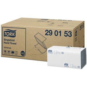 Tork 290153 Universal Singlefold Hand Towel, White, 2 Ply, 23cm Unfolded Sheet L Tork 290153 Universal Singlefold Hand Towel, White, 2 Ply, 23cm Unfolded Sheet L