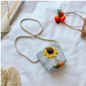 Unbranded Woven Shoulder Bag for Children, Wallet, Cute Shape 12 * 17 Cm (Blue + Sunflower Unbranded Woven Shoulder Bag for Children, Wallet, Cute Shape 12 * 17 Cm (Blue + Sunflower