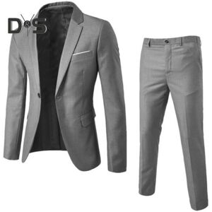 Unbranded (L, light grey) 2Pcs/Set Men Slim Fit Suit Set Lapel Long Sleeve Single Button S Unbranded (L, light grey) 2Pcs/Set Men Slim Fit Suit Set Lapel Long Sleeve Single Button S