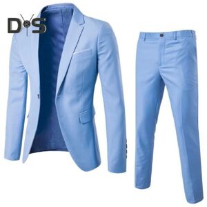 Unbranded (L, light blue) 2Pcs/Set Men Slim Fit Suit Set Lapel Long Sleeve Single Button S Unbranded (L, light blue) 2Pcs/Set Men Slim Fit Suit Set Lapel Long Sleeve Single Button S