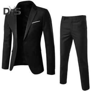 Unbranded (2XL, black) 2Pcs/Set Men Slim Fit Suit Set Lapel Long Sleeve Single Button Suit Unbranded (2XL, black) 2Pcs/Set Men Slim Fit Suit Set Lapel Long Sleeve Single Button Suit