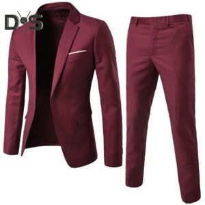 Unbranded (L, wine red) 2Pcs/Set Men Slim Fit Suit Set Lapel Long Sleeve Single Button Sui Unbranded (L, wine red) 2Pcs/Set Men Slim Fit Suit Set Lapel Long Sleeve Single Button Sui