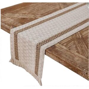 Unbranded Farmhouse Table Runner Hand Woven Cotton and Burlap Splicing Table Runner with T Unbranded Farmhouse Table Runner Hand Woven Cotton and Burlap Splicing Table Runner with T