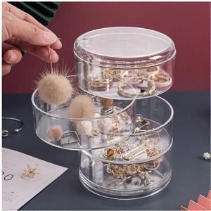 Unbranded 4-tier rotating jewellery organiser with lid, transparent cylindrical storage fo Unbranded 4-tier rotating jewellery organiser with lid, transparent cylindrical storage fo