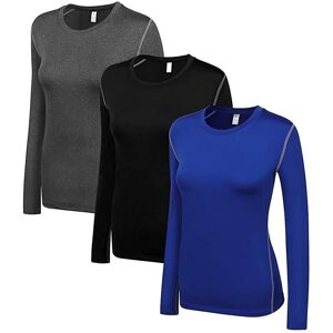 Unbranded (Large, 3 Pack(black*grey*blue)) Women's Compression Shirt Dry Fit Long Sleeve R Unbranded (Large, 3 Pack(black*grey*blue)) Women's Compression Shirt Dry Fit Long Sleeve R