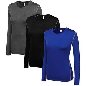Unbranded (Large, 3 Pack(black*grey*blue)) Women's Compression Shirt Dry Fit Long Sleeve R Unbranded (Large, 3 Pack(black*grey*blue)) Women's Compression Shirt Dry Fit Long Sleeve R