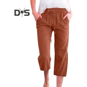 Unbranded (brown, S) Women Cropped Pants Mid-rise Elastic Waist Adjustable Drawstring Casu Unbranded (brown, S) Women Cropped Pants Mid-rise Elastic Waist Adjustable Drawstring Casu
