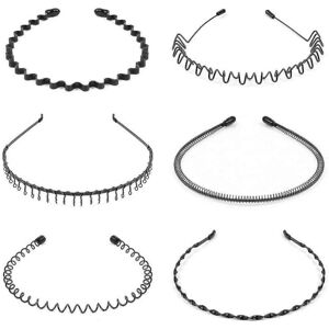 Unbranded Hair Bands for Men Women, 6 Pcs Gift Metal Headbands, Unisex Black Wavy Spring H Unbranded Hair Bands for Men Women, 6 Pcs Gift Metal Headbands, Unisex Black Wavy Spring H