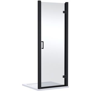Balterley Contemporary 8mm Glass Reversible Hinged Shower Door, 800mm, Matt Black Balterley Contemporary 8mm Glass Reversible Hinged Shower Door, 800mm, Matt Black