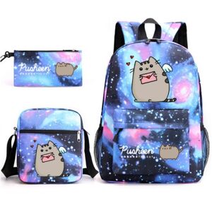 Deyaah (Starry blue) Pusheen 3pcs Sets Backpack Mochila Kids Capacity Bags Deyaah (Starry blue) Pusheen 3pcs Sets Backpack Mochila Kids Capacity Bags