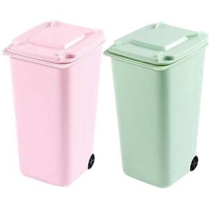 Unbranded 2PCS Mini plastic waste paper basket with swivel lid and wheels, small multifunc Unbranded 2PCS Mini plastic waste paper basket with swivel lid and wheels, small multifunc