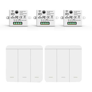 Kopinma 3PCS Wireless Light Wall Switch RF 433Mhz Relay Receiver with 2x 3Gang Panel LED Kopinma 3PCS Wireless Light Wall Switch RF 433Mhz Relay Receiver with 2x 3Gang Panel LED