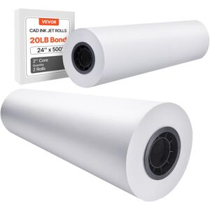 VEVOR Wide Format Paper, 24 in x 500 ft Plotter Paper, 2 Rolls CAD Bond Rolls wi VEVOR Wide Format Paper, 24 in x 500 ft Plotter Paper, 2 Rolls CAD Bond Rolls wi